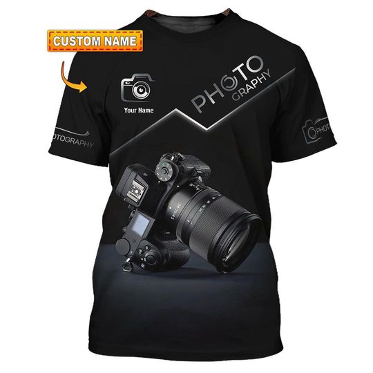 Custom Photography 3D T-Shirt - Personalized Camera Design Shirt for Photographers - Perfect Gift for Photography Lovers
