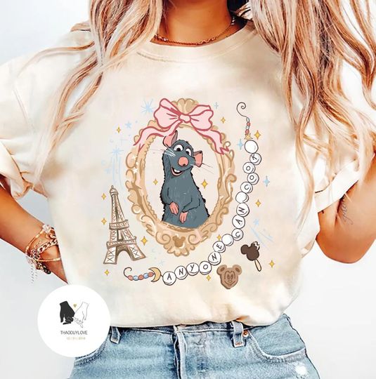 Discover Retro Coquette Bow Little Chef Remy Shirts, Disney Ratatouille Paris France Shirt, Remy Anyone Can Cook, Disney Chef Shirts