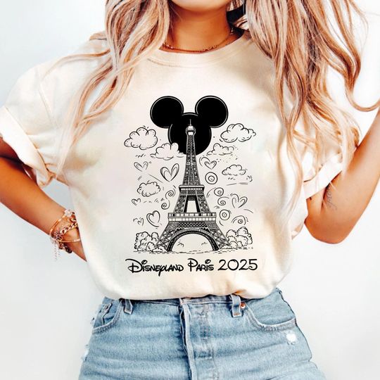 Discover Disney Vacation Eiffel Tower Mickey Mouse Ears 2025 Shirt, Disneyland Paris Mickey and Minnie Shirt, Paris Games Tee, USA 2025 Team Shirts