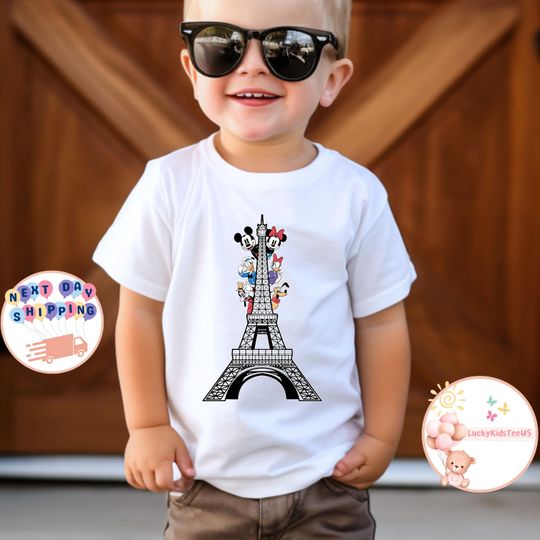 Mickey And Friends Eiffel Tower Kids Shirt, Disneyland Paris Vacation Toddler Shirt, Paris Family Trip, Mouse and Friends Toddler Tee