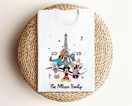 Disneyland Paris Shirt, Custom Disneyland Paris Shirt, Paris Disneyland Family Trip Shirt, Mickey And Friends Disneyland Eiffel Tower Shirt