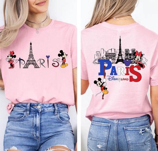 Disney Mickey and Minnie Paris Disneyland Shirt | Magical France Theme Park Tee | Cute Disney Travel Outfit