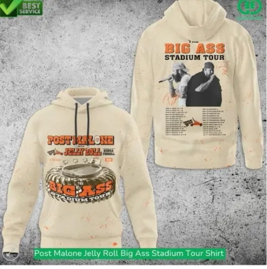 Post Malone Jelly Roll Big Stadium 3D Hoodie