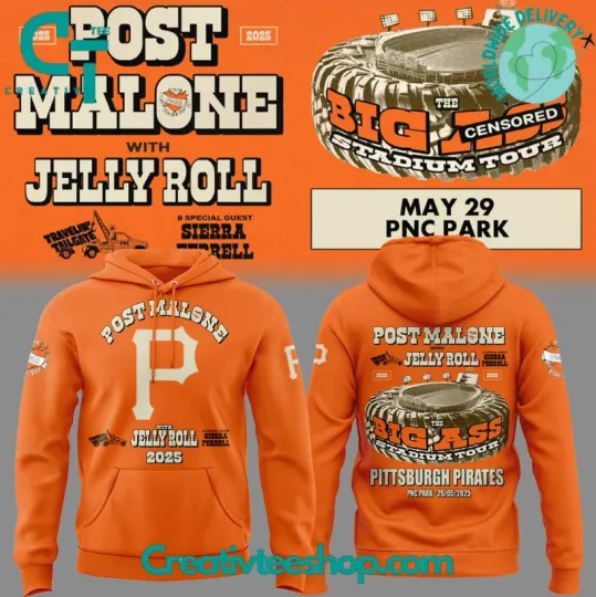 Pitts*burgh Pirate X Post Malone With Jelly Roll Big Ass Tour 3D Hoodie