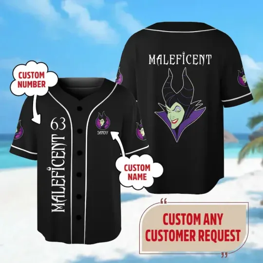 Personalized Maleficent Villains 3D Jersey Button Down Shirt