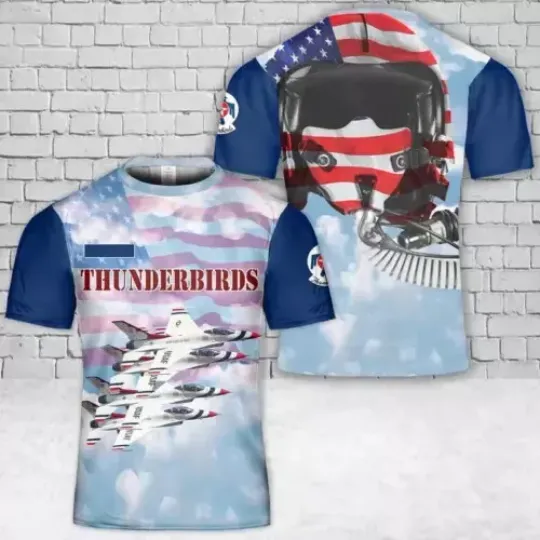Custom Name US Air Force Thunderbirds Father's Day Gift 4th Of July 3D T-shirt