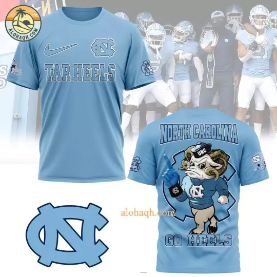 North Carolina Tar Heels Go Heels 3D T-Shirt – Blue