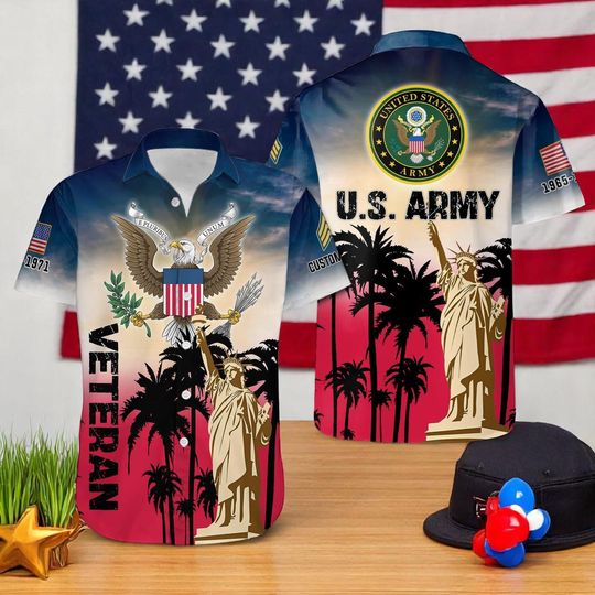 Discover U.S ARMY Hawaiian Shirt,Proud Veteran Hawaiian Shirt USA, Flag Patriotic Army Dad Gift,Gift For Veterans 4th of July Gift Independence Day
