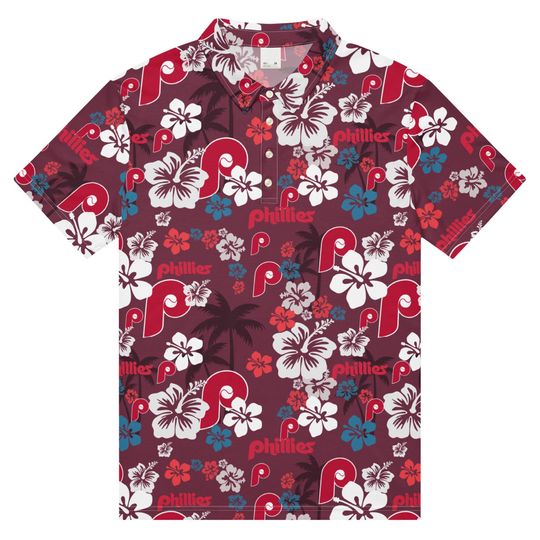 Mens Slim Fit Phillies Shirt for Men Women Hawaiian Polo Shirt Tropical Print Collared Shirt Fathers Day Gift
