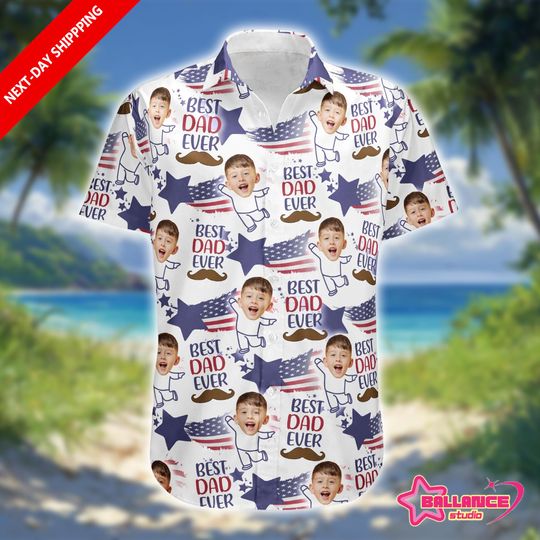 Discover Personalized Hawaiian Shirt with Custom Photo, Best Dad Ever Design, Father's Day Gift