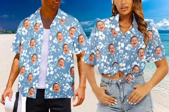 Personalized Hawaiian Shirt, Custom Face Shirt, Vacation Gift, Valentine's Day gift for him/her, Wedding gift, Father's Day Gift, Men Women