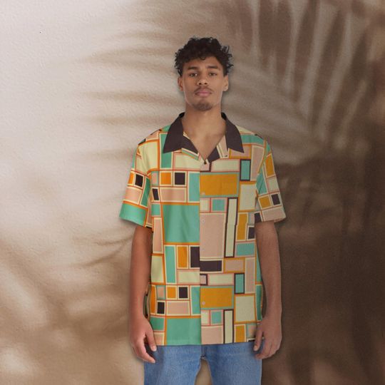 70's Hawaiian Shirt Vintage Retro Lesbian Pattern Aloha Button-Up Shirt Father's Day Gift For Dad Beach Shirt Y2K Style Streetwear Clothing