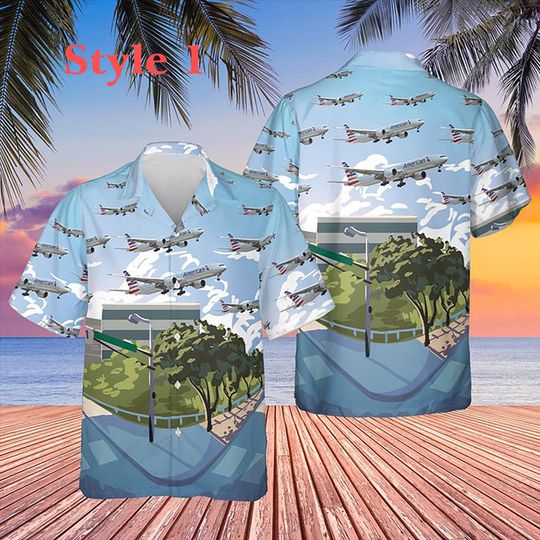 American Airlines Boeing 777-300ER Hawaiian Shirt for Men  Perfect Gift for Dad, Husband, Veterans, Aviation Lovers, Summer Beach Outfit