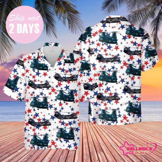 US Navy Boeing Vertol CH-46 Sea Knight 4th Of July Hawaiian Shirt, Patriotic Hawaiian Shirt For Men Dad, Dad Husband Veteran