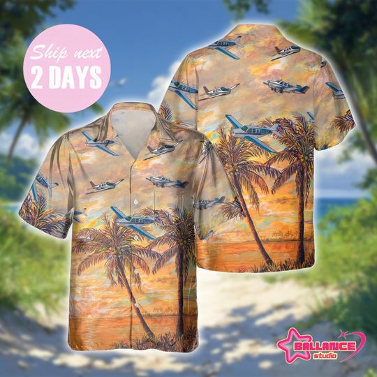 BEECHCRAFT BONANZA Pocket Hawaiian Shirt, Hawaiian Shirt for Men Dad Veteran, Patriot Day