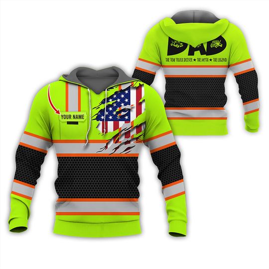 Personalized Tow Truck Driver Hoodie, Custom Name Safety Workwear Hoodie, The Man The Myth The Legend Gift for Dad Fathers Day