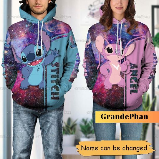 Stitch Couples Hoodies, Stitch And Angel Couples Hoodies, Custom Hoodies For Couples, Disney Couples Outfits, Disney Stitch Hoodies