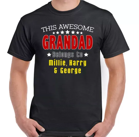 Awesome Grandad T-Shirt Personalised This Belongs To Mens Funny Father's Day