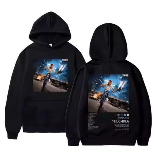 Rapper Bad Bunny YHLQMDLG Double Sided Hoodie for Fans
