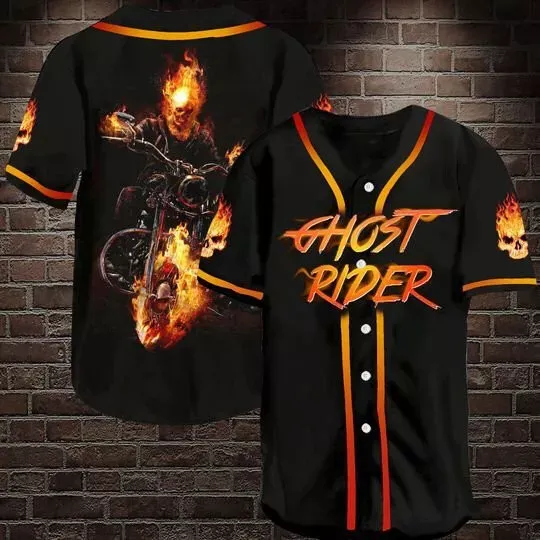 Ghost Rider Superheroes Movie Fans Fathers Day Baseball Jersey Shirt