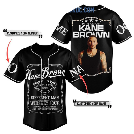 Kane Brown In The Air Tour Personalized Black Baseball Jersey