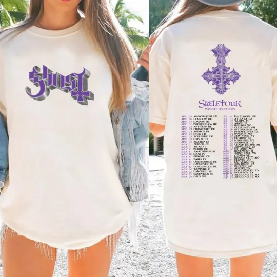 Vintage Ghost Band Shirt, Retro Ghost Skeleta Tour 2025 Shirt, Metal Rock Band