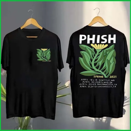 Phish Spring Tour 2025 Tour Dates Flower Art Merch Two Sided Unisex T-Shirt