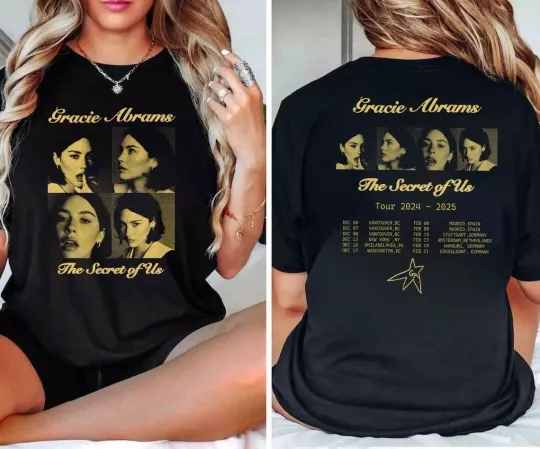Gracie Abrams The Secret Of Us Tour 2024-2025 Double-Sided Tee