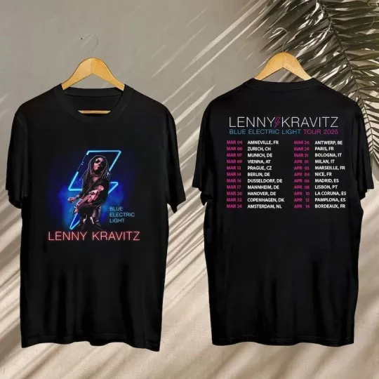 Lenny Kravitz Blue Electric Light Tour 2025 Tee, Lenny Kravitz Tshirt