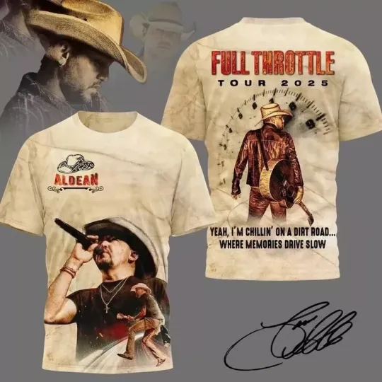 Jason Aldean Full Throttle Tour 2025 3D T-Shirt