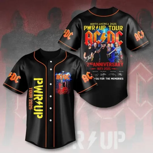 Discover AC-DC Baseball Jersey Pwr up tour 2025 Rock Band Shirt Gift For Fan