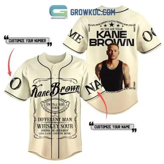 Kane Brown In The Air Tour Beige Baseball Jersey