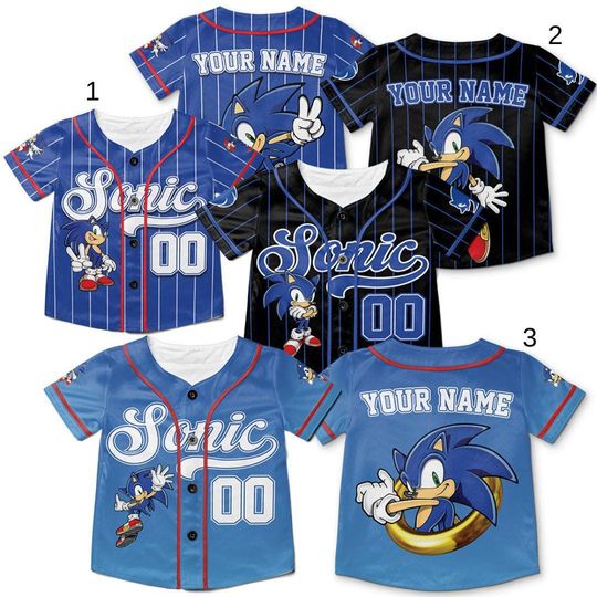 Personalized Sonic Baseball Jersey, Custom Sonic Jersey, Funny Sonic Jersey, Sonic Party Jersey, Sonic Birthday Gift, Birthday Boy Jersey