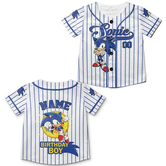 Personalized Sonic Baseball Jersey, Custom Sonic Birthday Family Jerseys, Sonic Party Jersey, Sonic Birthday Gift, Sonic Birthday Boy Tee