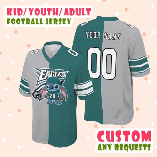 Personalized Disney Mickey Philadelphia Football Classic Green and Gray Jersey, Football Jersey Disney Custom Shirt, Gift For Fan