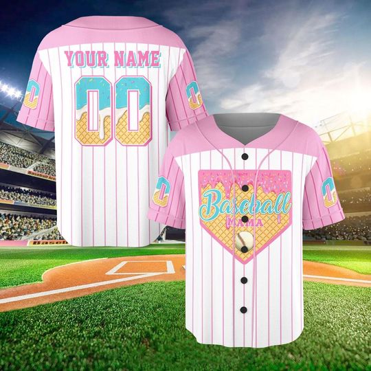 Personalized Ice Cream Drip Baseball Jersey - Custom Ice Cream Waffle Shirt