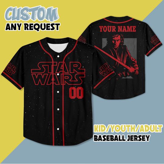 Personalized Anakin Skywalker Star Wars Baseball Jersey, Star Wars Anakin Skywalker Baseball Jersey, Star Wars Jersey Shirt
