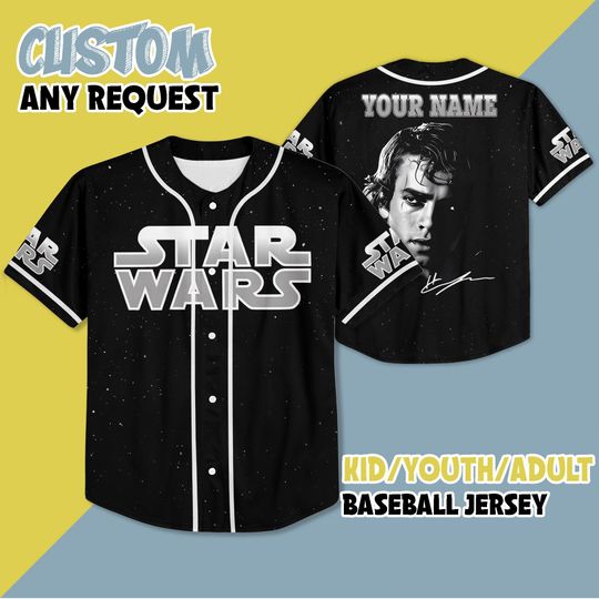 Personalized Anakin Skywalker Black Baseball Jersey, Star Wars Anakin Skywalker Baseball Jersey, Star Wars Jersey Shirt