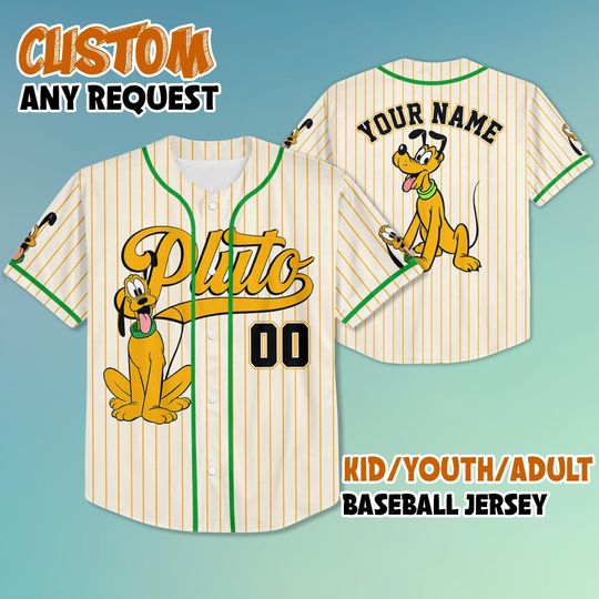 Personalized Disney Pluto Dog Baseball Jersey, Custom Pluto Dog Jersey Shirt, Gift For Fans Disney, Disneyland Baseball Team Outfit