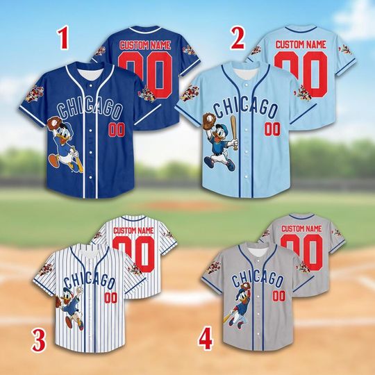 Donald Duck Cubs Baseball Team Jersey, Custom Donald Duck Chicago Baseball Team Jersey, Mickey Lovers, Baseball Fans