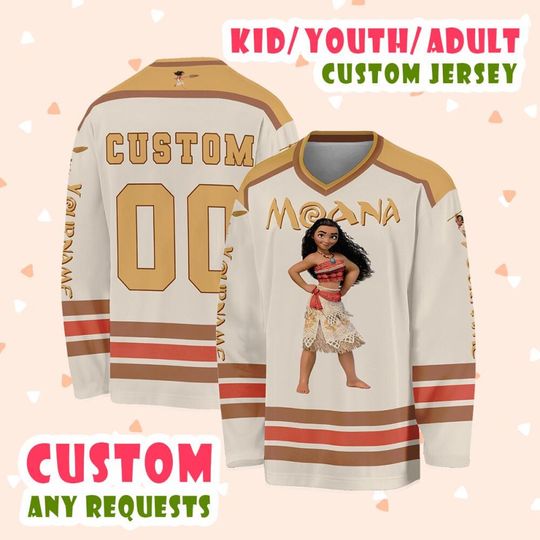Personalized Disney Moana 2 Movie Hockey Jersey, Moana Character Hockey Disney Custom Shirt, Hockey Team Jersey, Gift For Fans