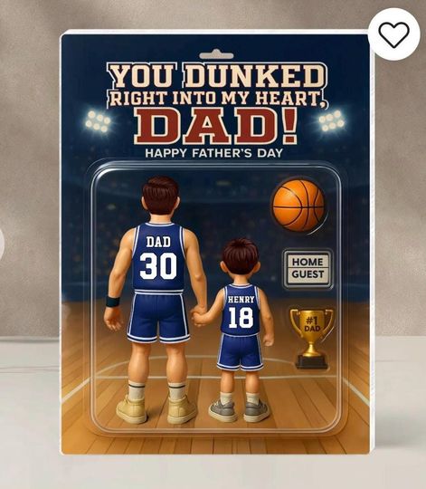 2D You Dunked Right into my Heart Dad, Basketball Figure Personalized Acrylic Plaque,Father's Day Gift for Dad,Gift for Husband,Basketball