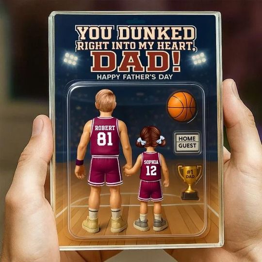 Personalized Father Day Acrylic Plaque, Basketball Dad Figure Acrylic Block, Father Day Plaque, Custom Gift For Husband, Gift For Dad