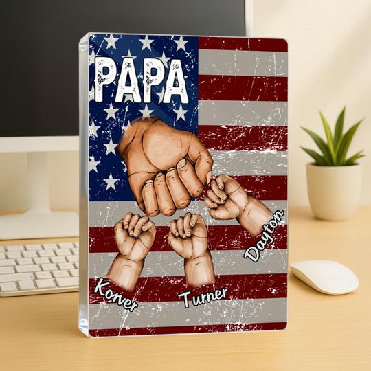 Custom Dad Figure Acrylic Block Plaque Personalized Acrylic Block Plaque, Father Day Gift for Dad, Gift for Father,Papa Gift,Custom Kid Name