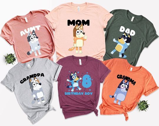 Personalized BlueyDad Family Shirt, BlueyDad Birthday Party Shirt, Custom Birthday Shirt, BlueyDad Toddler Shirt, Custom BlueyDad Family Shirts