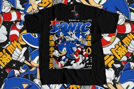 Discover Retro inspired Sonic Japanese shirt, Sonic Adventure 2 t-shirt , Unisex Sonic the Hedgehog t-shirt, Unique Japanese streetwear