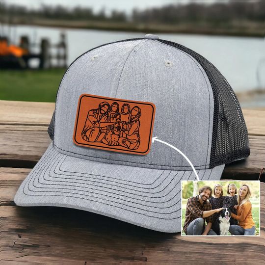 Personalized Dad Hat Father's Day Gifts - Custom Family Outline Art on Baseball Cap