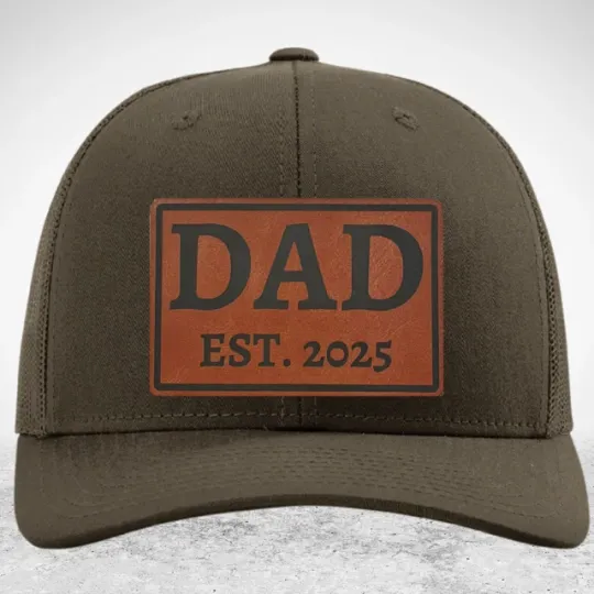 Dad Hat, Leather Patch Hat for Dad, Personalize the Year, Fathers Day Gift Idea