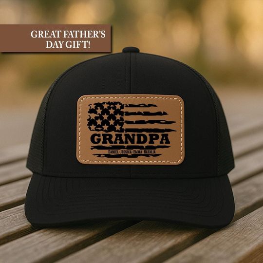 Grandpa American Flag Hat, Grandpa Gift From Grandkids, Grandpa Fathers Day Gift, Custom Grandpa Hat With Grandkid Names, New Grandpa Gift