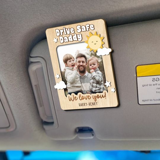 Custom Photo Car Visor Clip for Daddy, Fathers Day Gift, Custom Baby Photo Visor Clip for Dad, Dad Photo Magnet, Fathers Day Gift, Dad Gifts